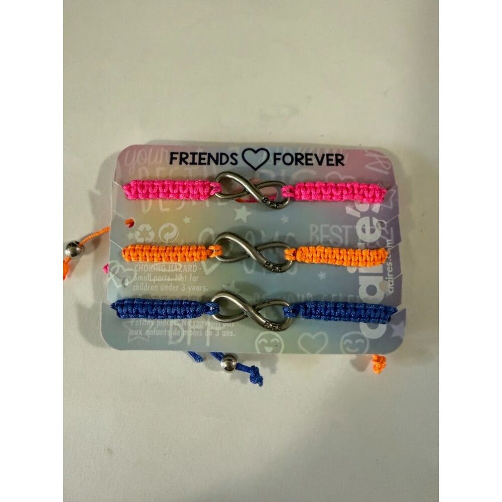 Claire’s Rainbow Neon Infinity bff bracelet best friend jewelry set